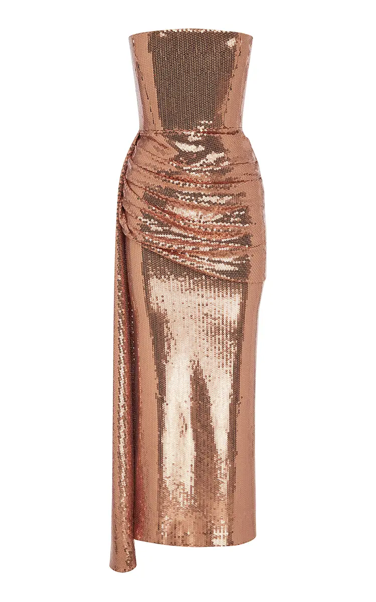 Draped Sequinned Midi Dress