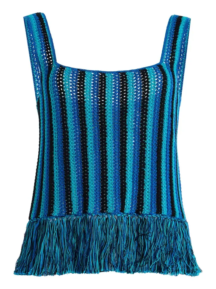 Misti Fringed Crocheted Cotton Tank Top