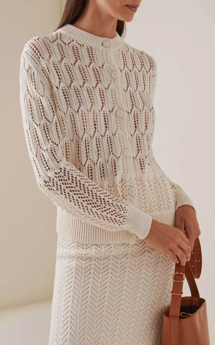 Jil Sander Cotton Crochet Cardigan | Thumbnail 2 Jil Sander Cotton Crochet Cardigan | Thumbnail 2