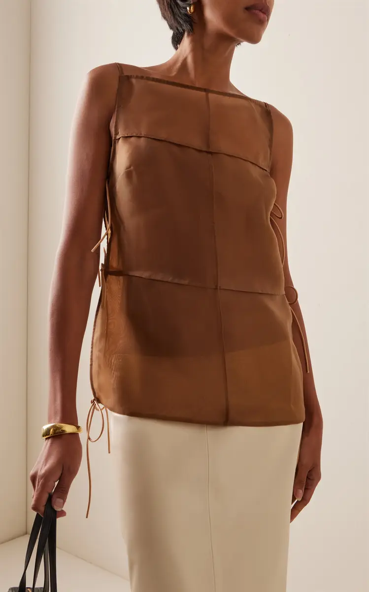 Staud Chandler Tie-Detailed Chiffon Top | Thumbnail 3