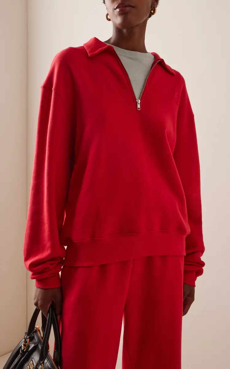 ÉTERNE Half-Zip Cotton-Modal Sweatshirt | Thumbnail 2