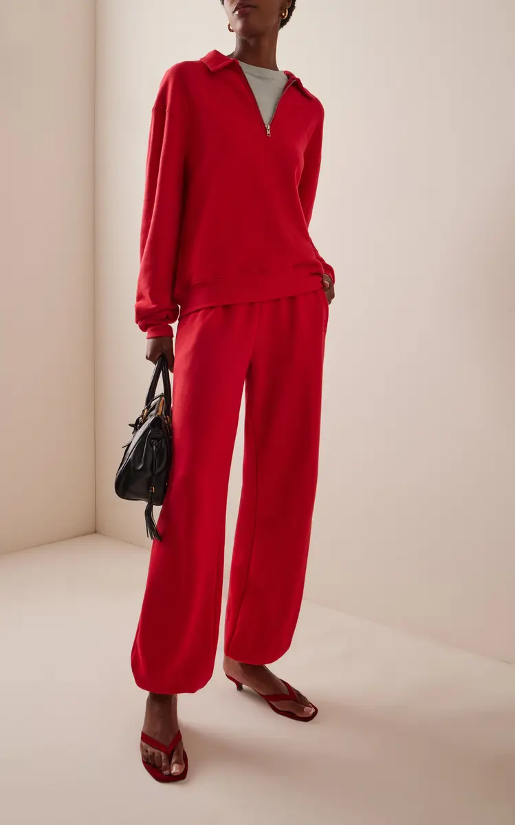 ÉTERNE Half-Zip Cotton-Modal Sweatshirt | Thumbnail 3