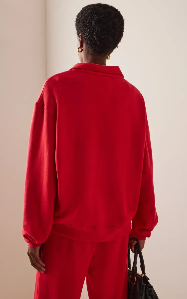 ÉTERNE Half-Zip Cotton-Modal Sweatshirt | Thumbnail 4