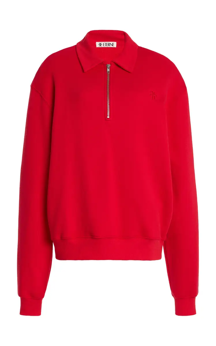 ÉTERNE Half-Zip Cotton-Modal Sweatshirt | Thumbnail 6