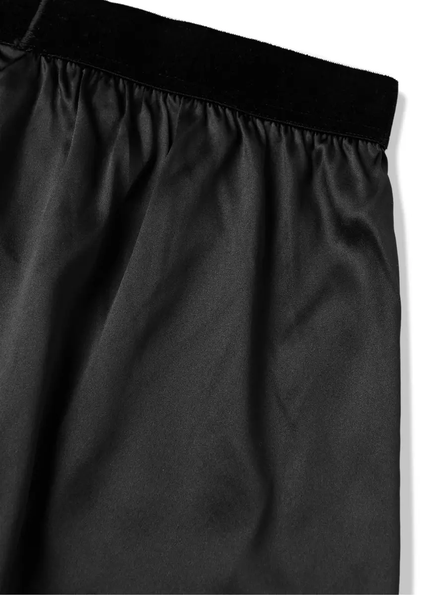 Tom Ford Velvet-Trimmed Stretch-Silk Satin Boxer Shorts - Men | Thumbnail 4