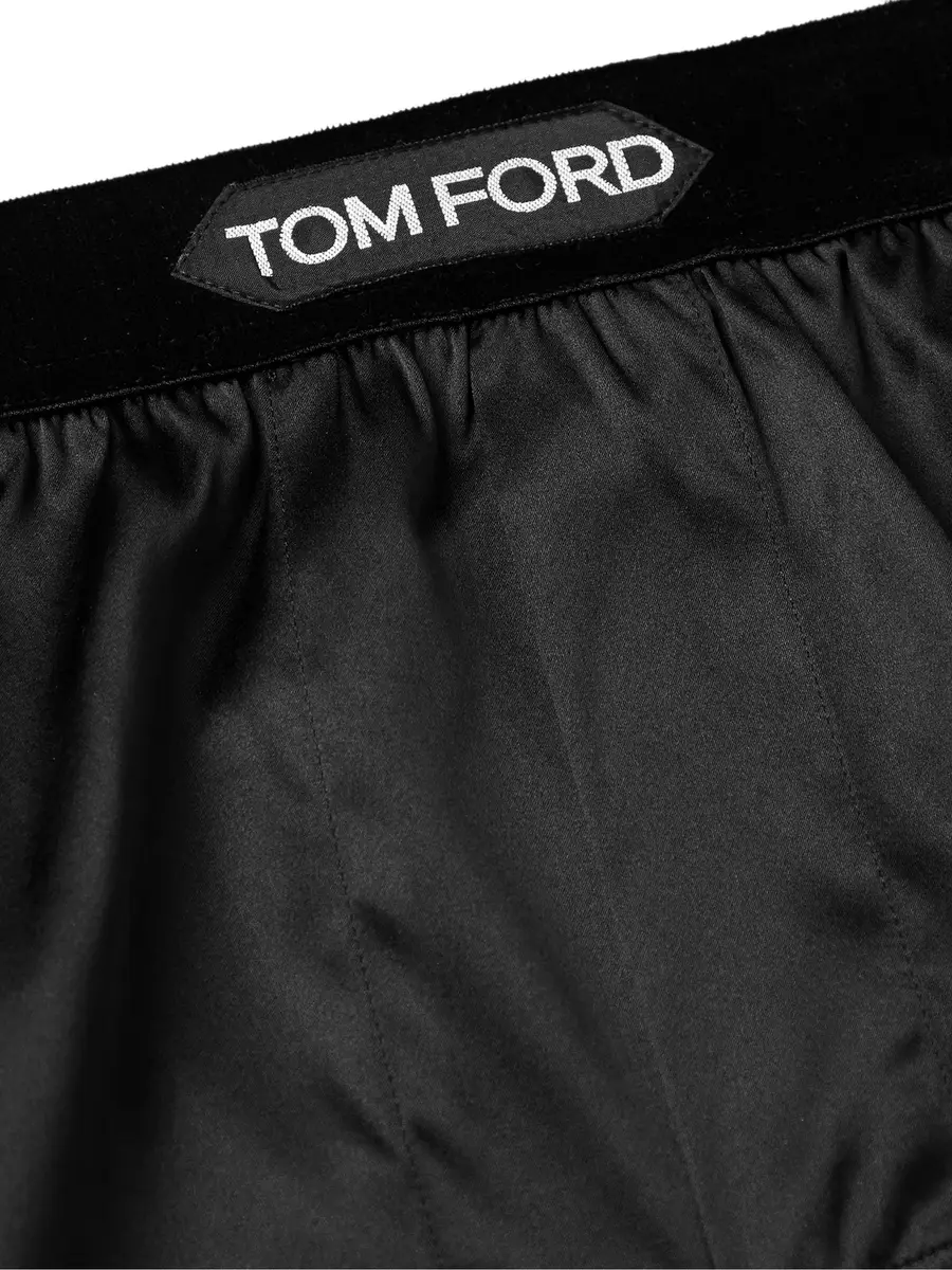 Tom Ford Velvet-Trimmed Stretch-Silk Satin Boxer Shorts - Men | Thumbnail 5