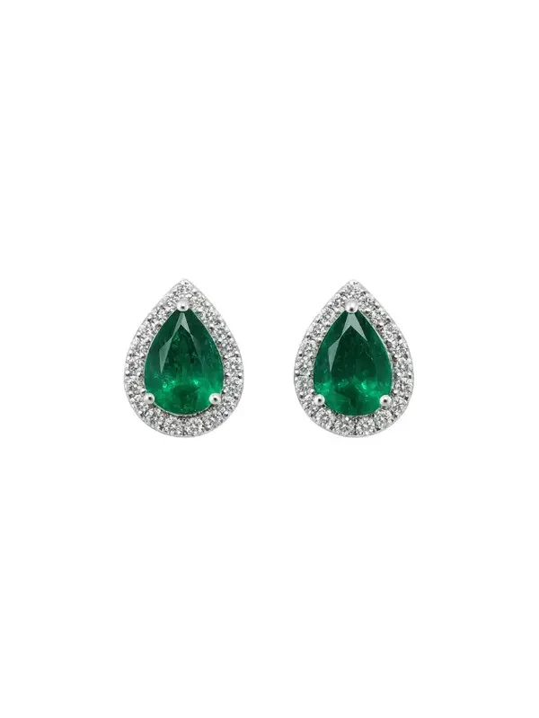 1.70ct Emerald Diamond 18K Gold Pear Earrings 1.70ct Emerald Diamond 18K Gold Pear Earrings