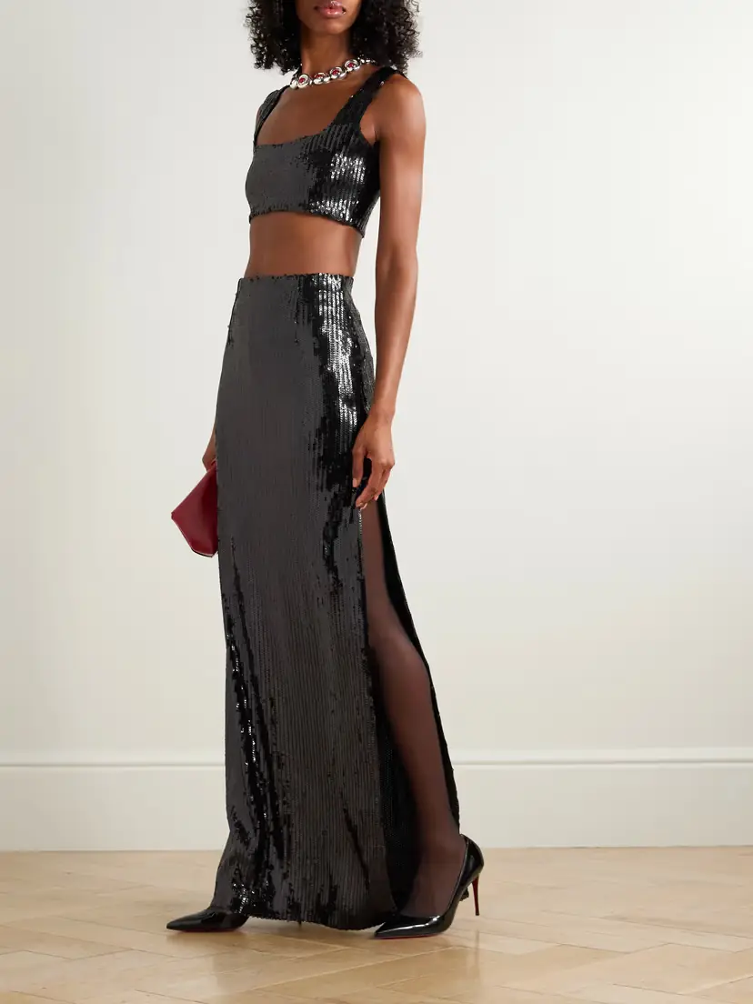 Galvan Beating Heart Cropped Sequined Tulle Top | Thumbnail 2 Galvan Beating Heart Cropped Sequined Tulle Top | Thumbnail 2