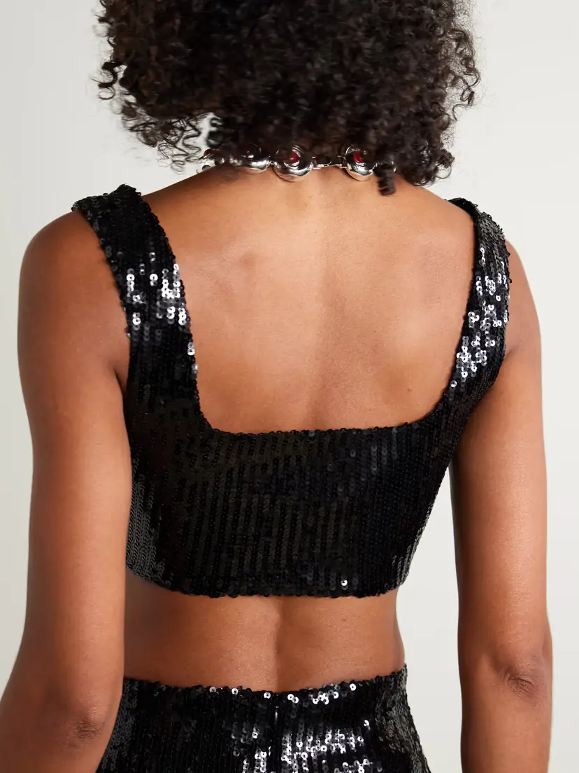 Galvan Beating Heart Cropped Sequined Tulle Top | Thumbnail 3 Galvan Beating Heart Cropped Sequined Tulle Top | Thumbnail 3
