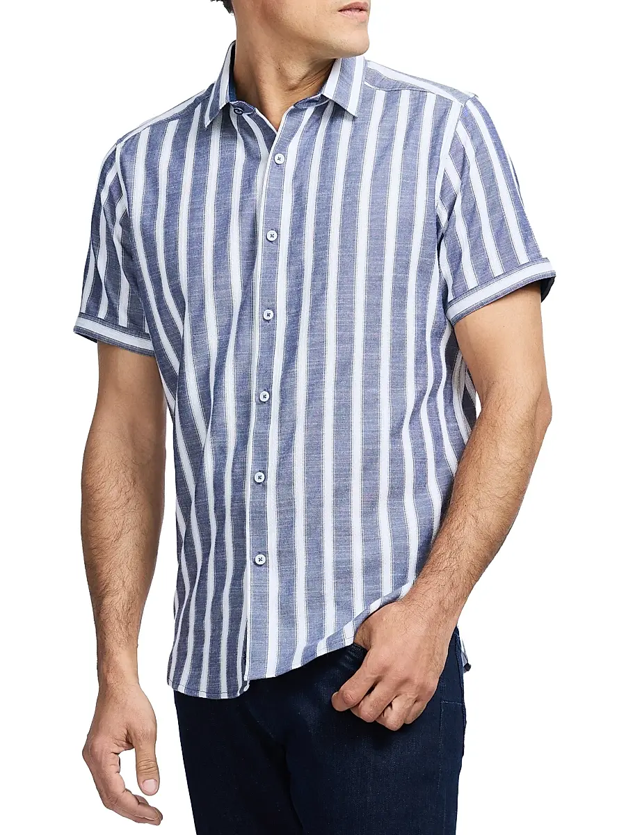 Robert Graham Men's Preston Striped Short-Sleeve Shirt | Thumbnail 4 Robert Graham Men's Preston Striped Short-Sleeve Shirt | Thumbnail 4