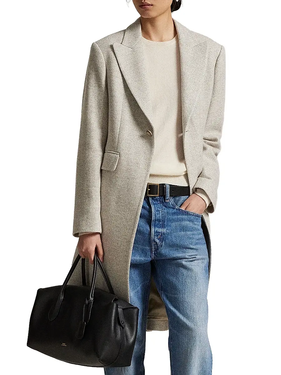 Polo Ralph Lauren Women's Herringbone Wool-Blend Coat | Thumbnail 5