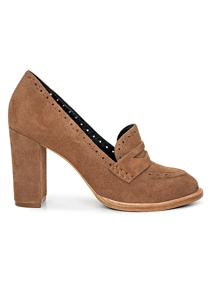 L'Agence Women's Bea 90MM Suede Loafer-Style Pumps | Image 1 L'Agence Women's Bea 90MM Suede Loafer-Style Pumps | Image 1