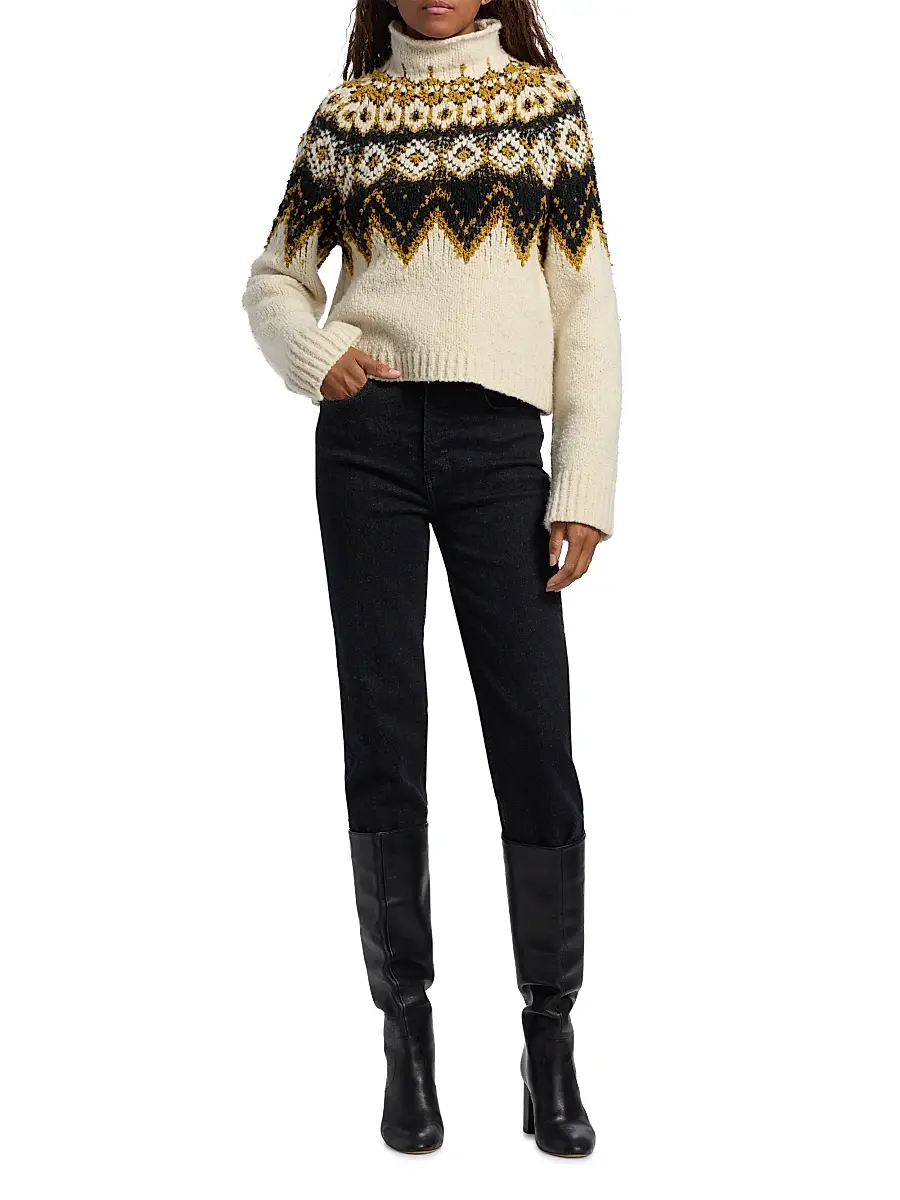 Proenza Schouler White Label Women's Lizzy Fair Isle Turtleneck Sweater - Cream Multi | Thumbnail 2 Proenza Schouler White Label Women's Lizzy Fair Isle Turtleneck Sweater - Cream Multi | Thumbnail 2