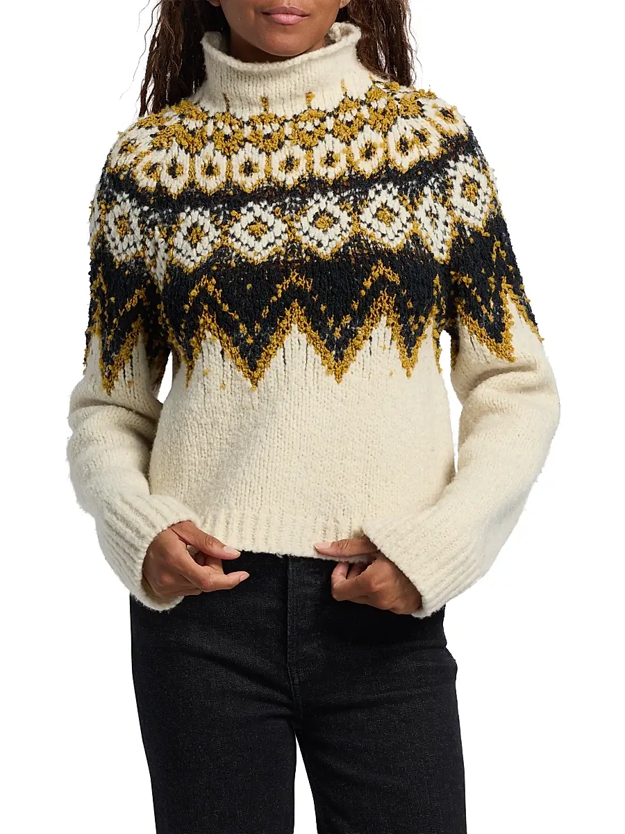 Proenza Schouler White Label Women's Lizzy Fair Isle Turtleneck Sweater - Cream Multi | Thumbnail 3 Proenza Schouler White Label Women's Lizzy Fair Isle Turtleneck Sweater - Cream Multi | Thumbnail 3