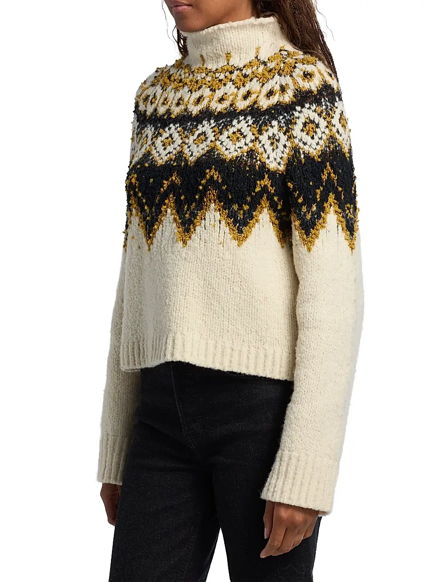 Proenza Schouler White Label Women's Lizzy Fair Isle Turtleneck Sweater - Cream Multi | Thumbnail 4 Proenza Schouler White Label Women's Lizzy Fair Isle Turtleneck Sweater - Cream Multi | Thumbnail 4