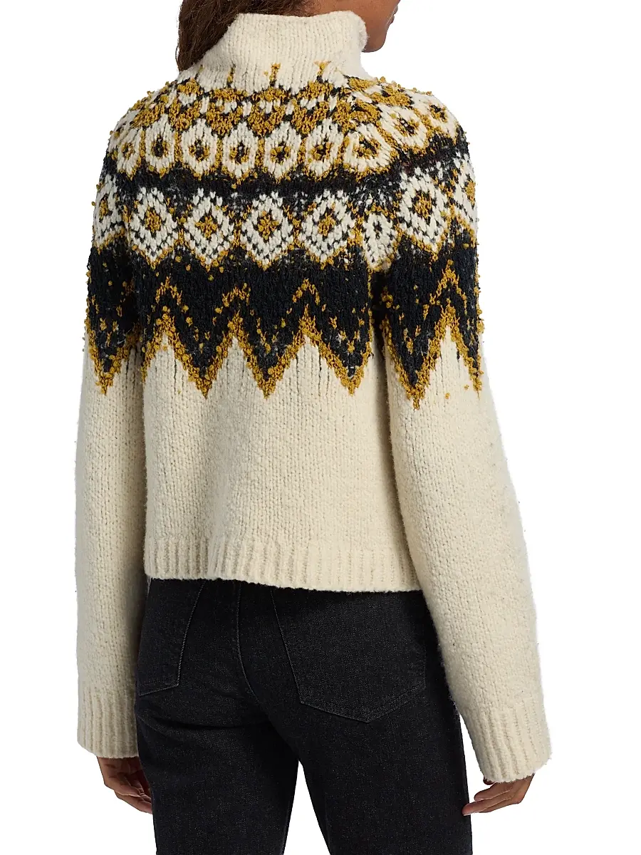 Proenza Schouler White Label Women's Lizzy Fair Isle Turtleneck Sweater - Cream Multi | Thumbnail 5 Proenza Schouler White Label Women's Lizzy Fair Isle Turtleneck Sweater - Cream Multi | Thumbnail 5