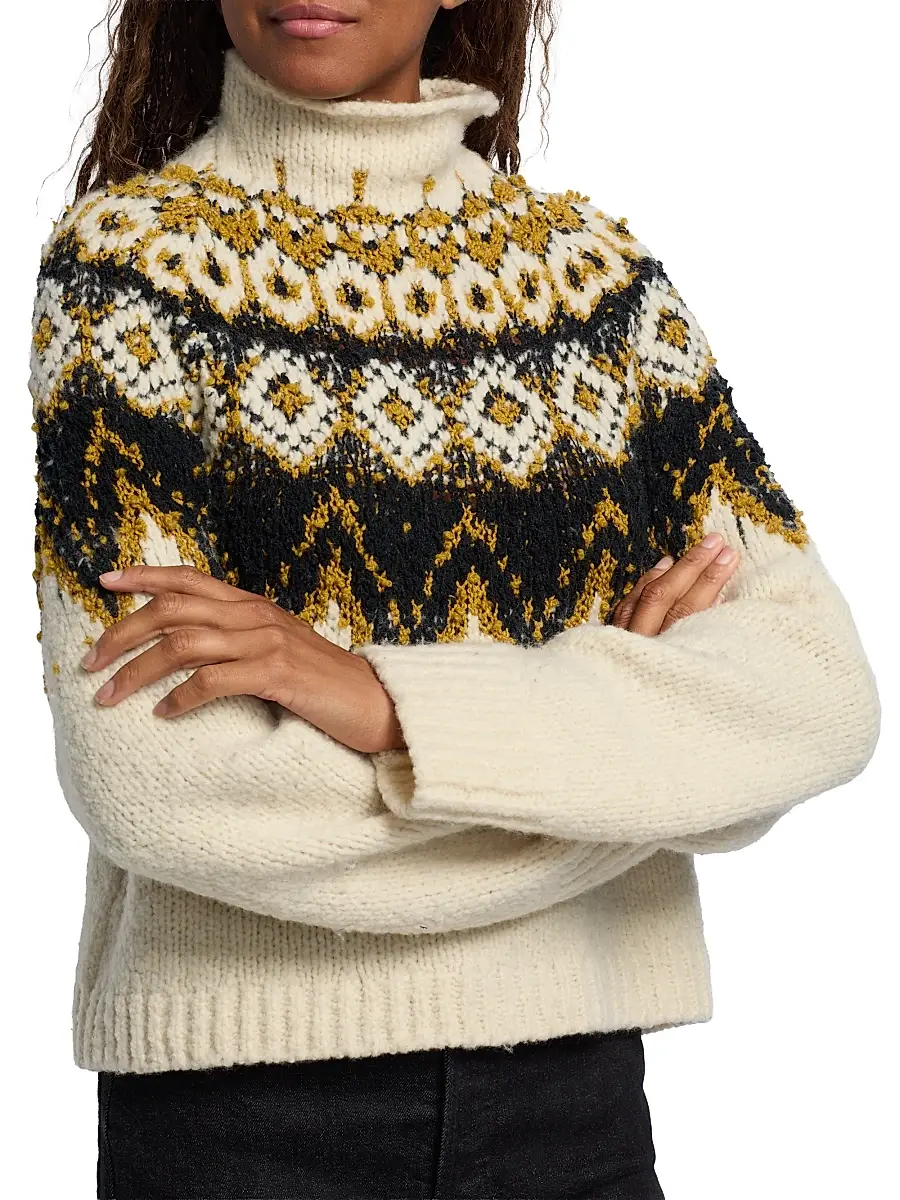 Proenza Schouler White Label Women's Lizzy Fair Isle Turtleneck Sweater - Cream Multi | Thumbnail 6 Proenza Schouler White Label Women's Lizzy Fair Isle Turtleneck Sweater - Cream Multi | Thumbnail 6