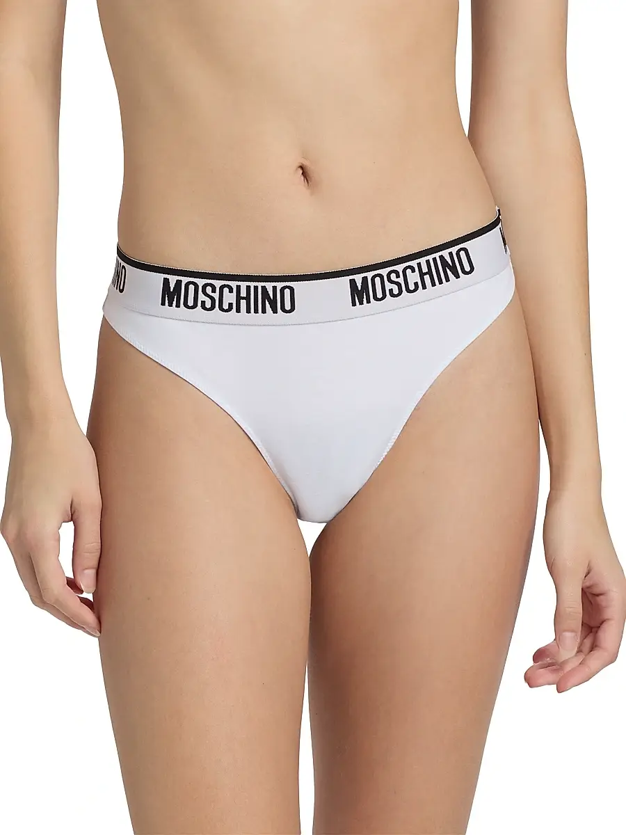 MOSCHINO Women's Intimo Donna Logo Thongs 2-Pack | Thumbnail 3