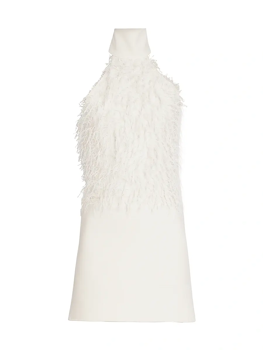 Courreges Women's Feather Mini Halterdress - Natural | Image 1 Courreges Women's Feather Mini Halterdress - Natural | Image 1