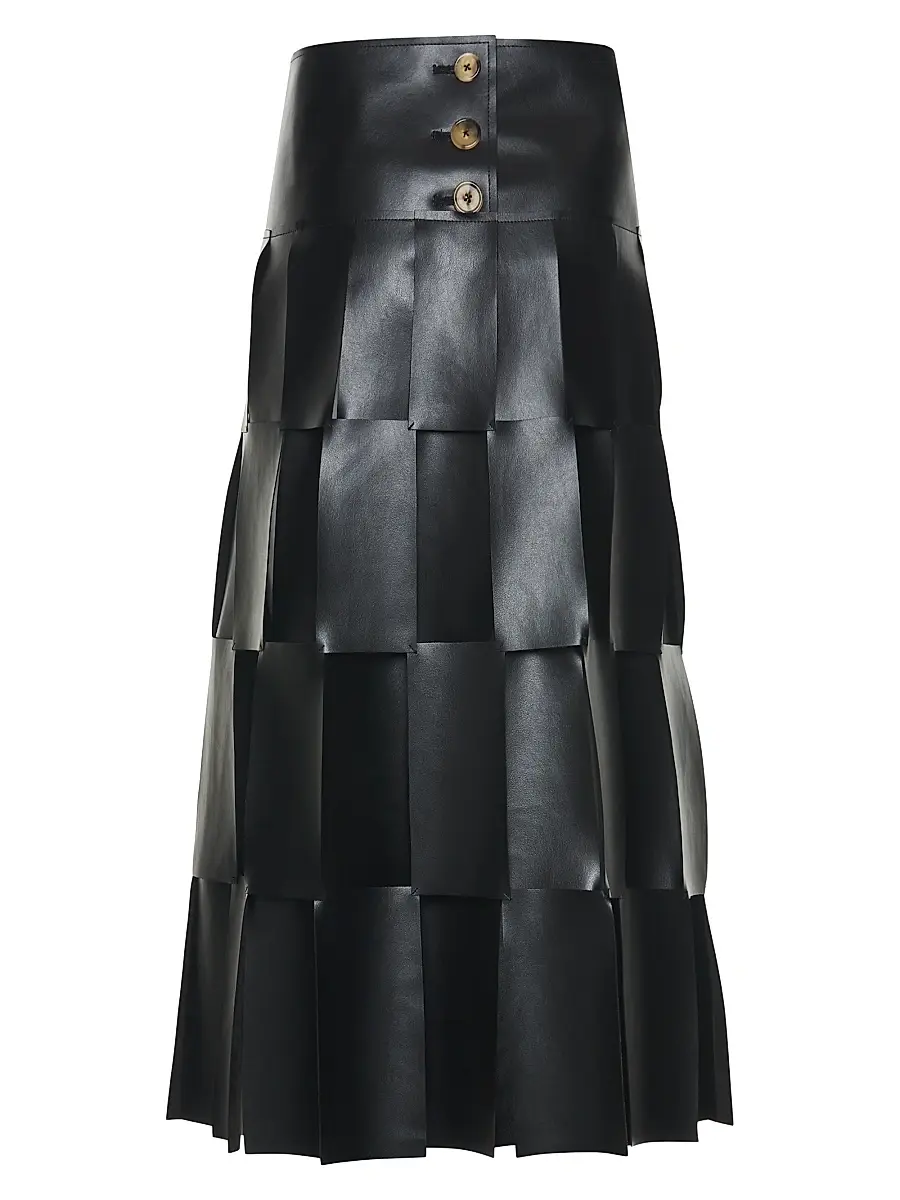 A.W.A.K.E. MODE Women's Multi Rectangle Double-Layered Midi-Skirt - Black | Image 1 A.W.A.K.E. MODE Women's Multi Rectangle Double-Layered Midi-Skirt - Black | Image 1