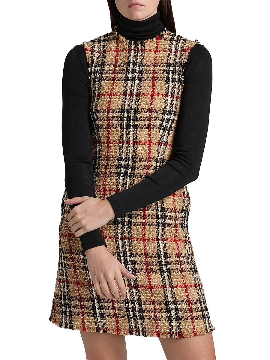 Burberry Women's Abigail Check Wool-Blend Sleeveless Minidress | Thumbnail 3