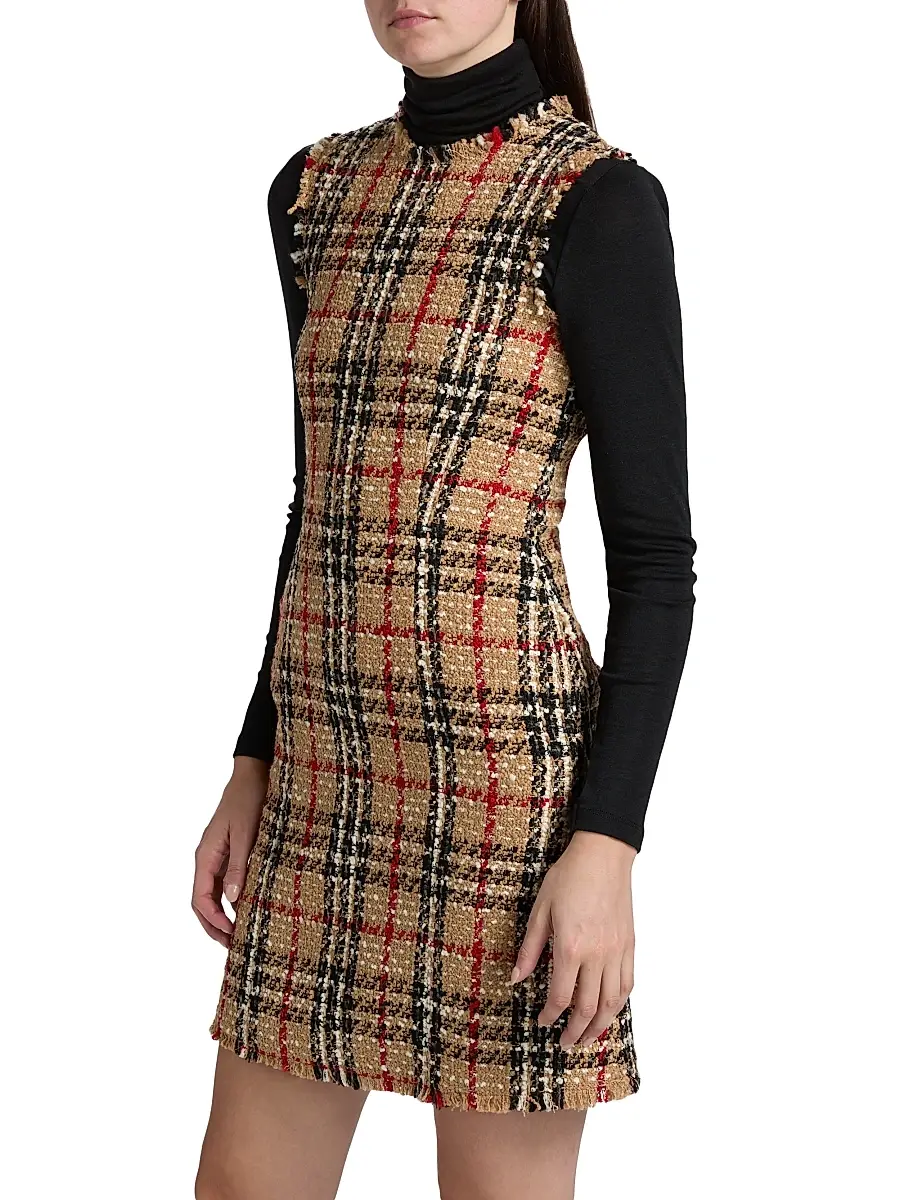 Burberry Women's Abigail Check Wool-Blend Sleeveless Minidress | Thumbnail 4