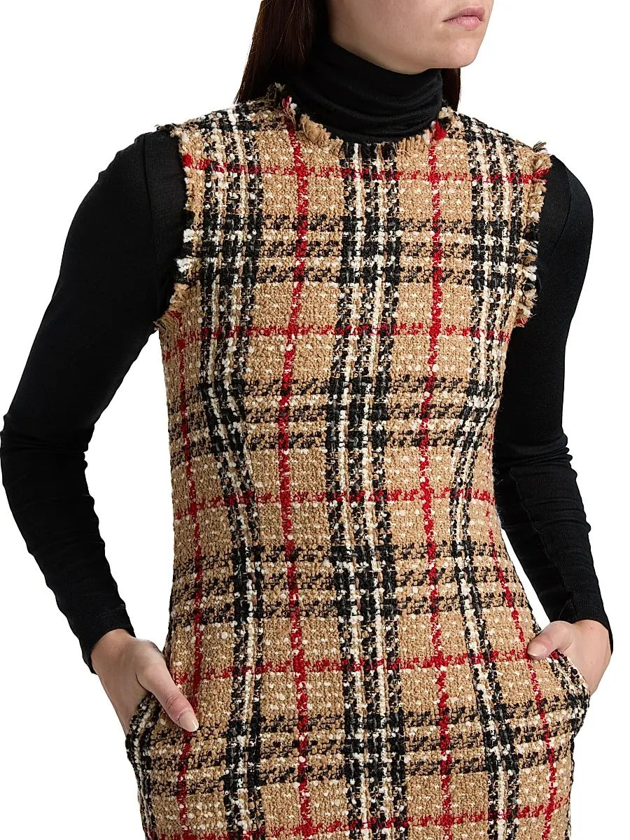 Burberry Women's Abigail Check Wool-Blend Sleeveless Minidress | Thumbnail 6