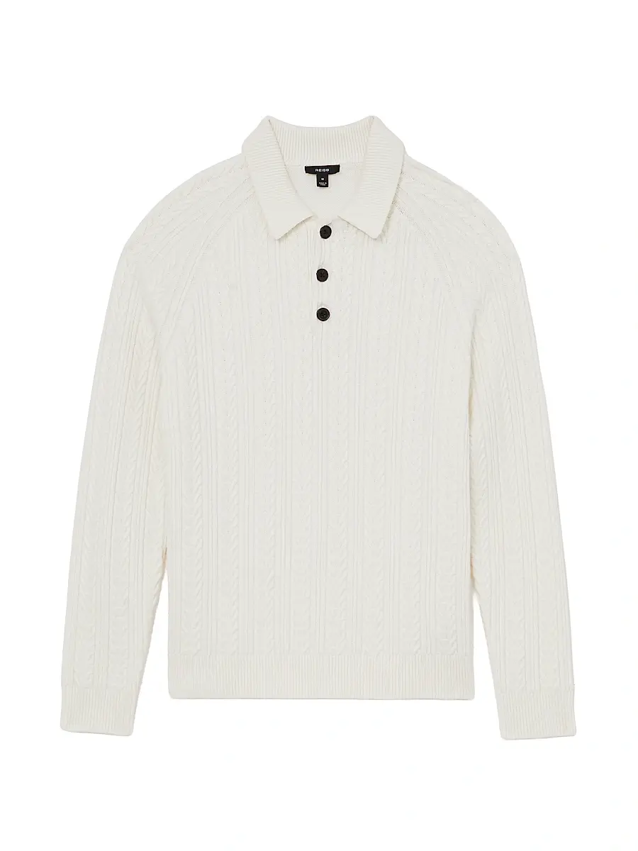 Reiss Men's Evesham Cable-Knit Sweater - Winter White - Size XXL | Image 1 Reiss Men's Evesham Cable-Knit Sweater - Winter White - Size XXL | Image 1