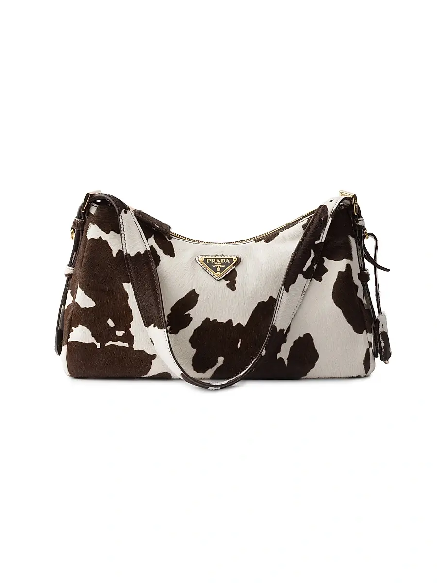 Women's Aimèe Printed Leather Shoulder Bag - Brown White Women's Aimèe Printed Leather Shoulder Bag - Brown White