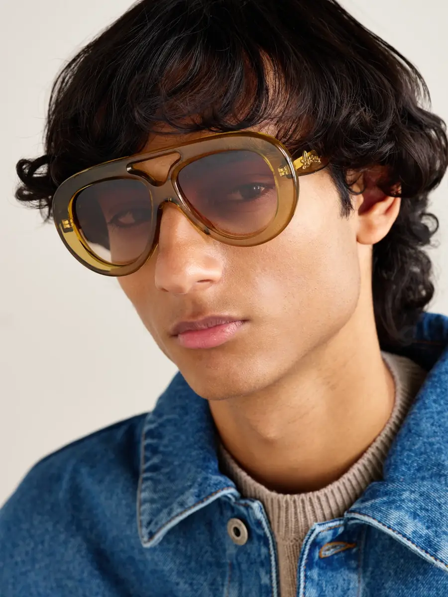 Loewe Curvy Oversized Double-Bridge Aviator-Style Acetate Sunglasses - Men | Thumbnail 2 Loewe Curvy Oversized Double-Bridge Aviator-Style Acetate Sunglasses - Men | Thumbnail 2