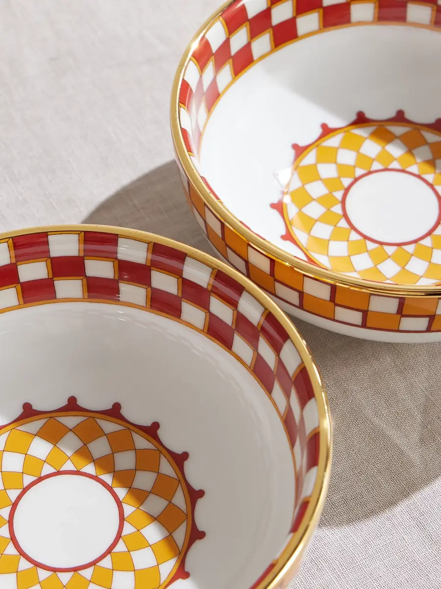 La DoubleJ Set of Two Gold-Plated Painted Porcelain Snack Bowls - Men | Thumbnail 3 La DoubleJ Set of Two Gold-Plated Painted Porcelain Snack Bowls - Men | Thumbnail 3