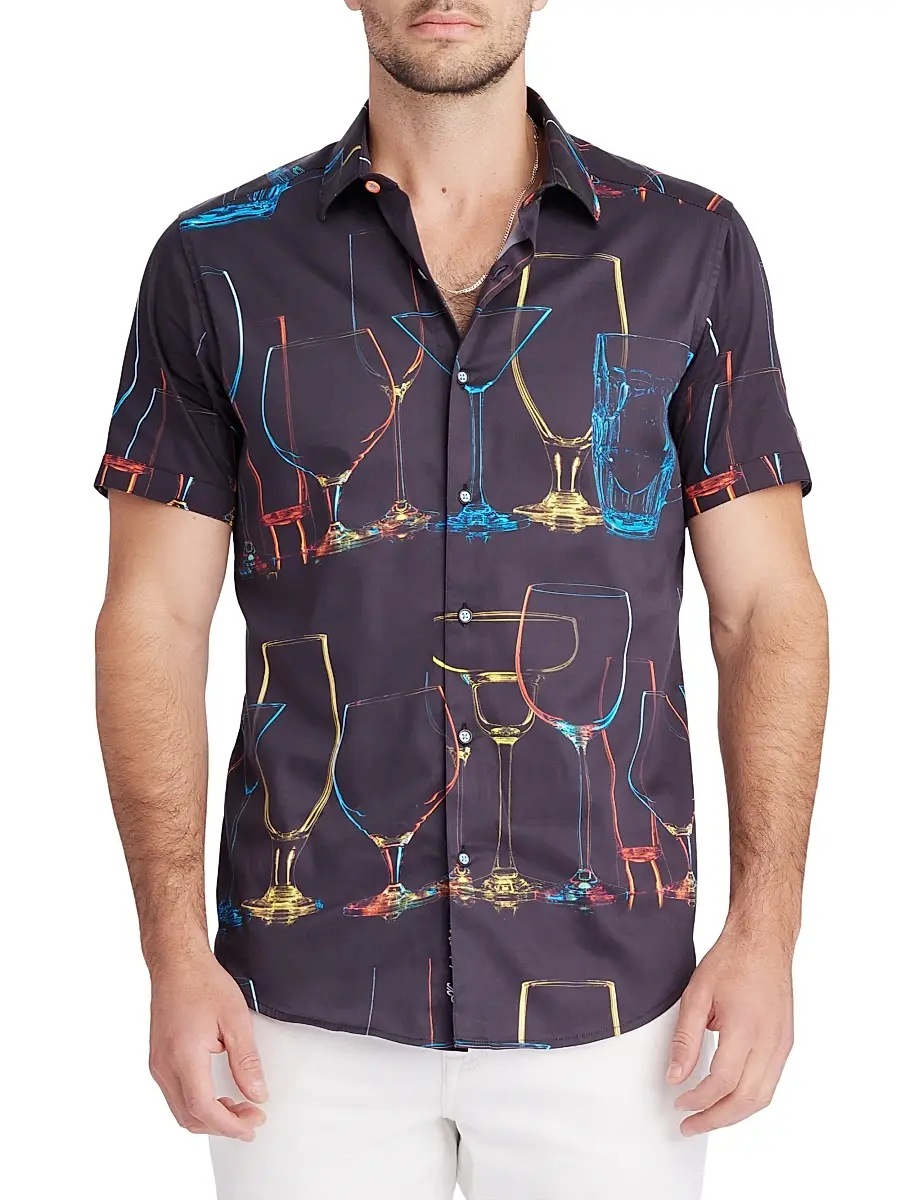 Robert Graham Men's Neon Nights Bareware-Print Stretch-Cotton Shirt | Thumbnail 3 Robert Graham Men's Neon Nights Bareware-Print Stretch-Cotton Shirt | Thumbnail 3