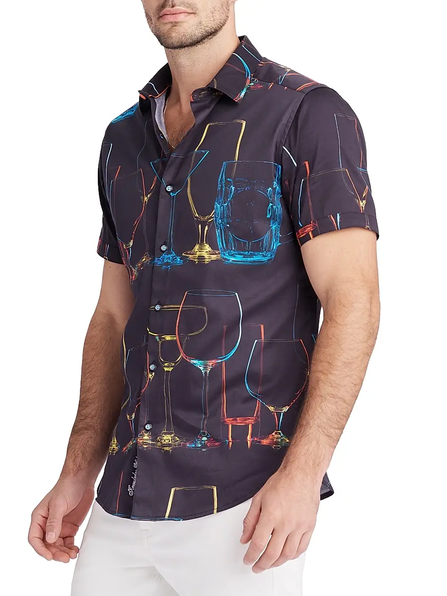 Robert Graham Men's Neon Nights Bareware-Print Stretch-Cotton Shirt | Thumbnail 4 Robert Graham Men's Neon Nights Bareware-Print Stretch-Cotton Shirt | Thumbnail 4