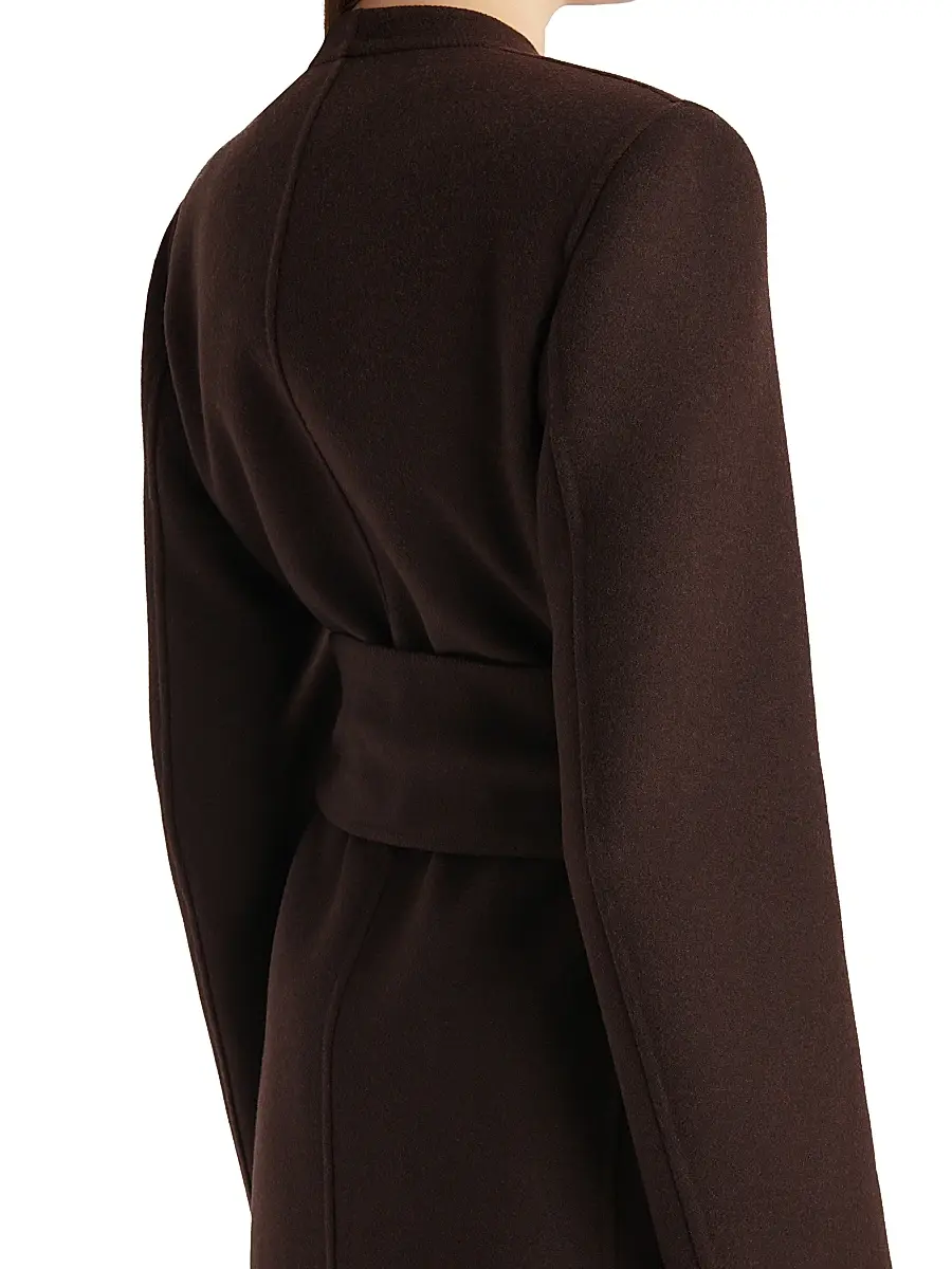 Khaite Women's Jelson Wool Tie-Waist Coat - Dark Brown | Thumbnail 6 Khaite Women's Jelson Wool Tie-Waist Coat - Dark Brown | Thumbnail 6