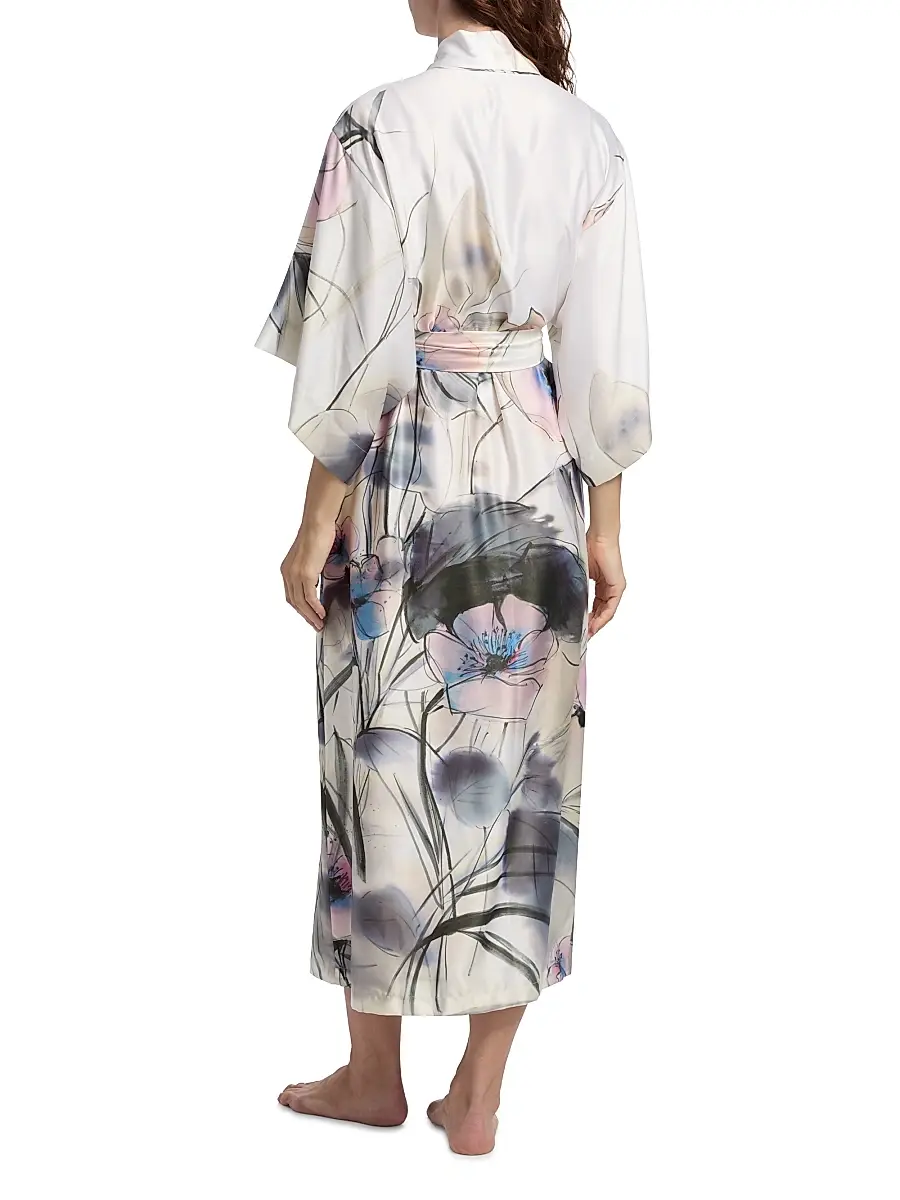 Natori Women's Hiyaku Floral Charmeuse Belted Robe | Thumbnail 5 Natori Women's Hiyaku Floral Charmeuse Belted Robe | Thumbnail 5
