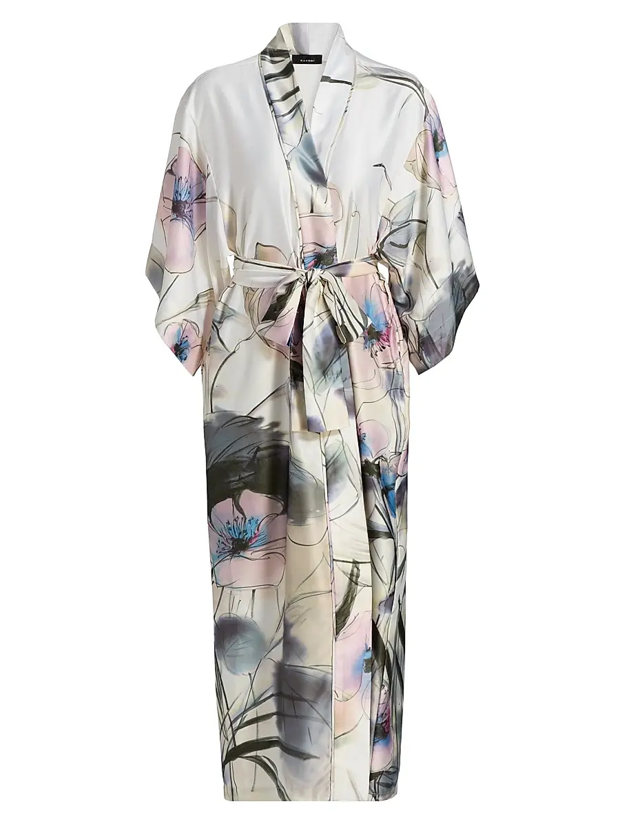 Women's Hiyaku Floral Charmeuse Belted Robe Women's Hiyaku Floral Charmeuse Belted Robe