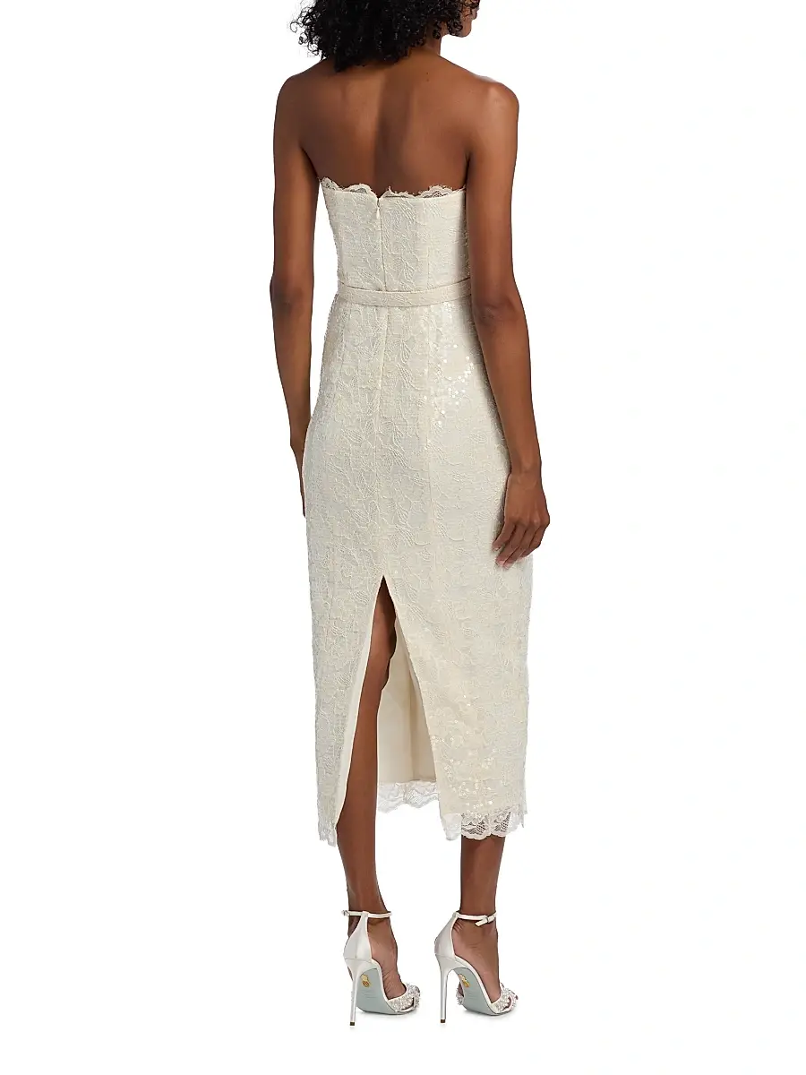Toccin Women's Vivian Strapless Belted Lace Midi-Dress | Thumbnail 5 Toccin Women's Vivian Strapless Belted Lace Midi-Dress | Thumbnail 5