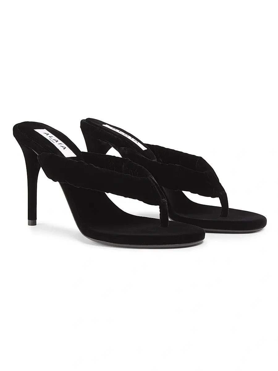 Alaïa Women's Tong 90MM Velvet Mules - Noir | Thumbnail 2 Alaïa Women's Tong 90MM Velvet Mules - Noir | Thumbnail 2