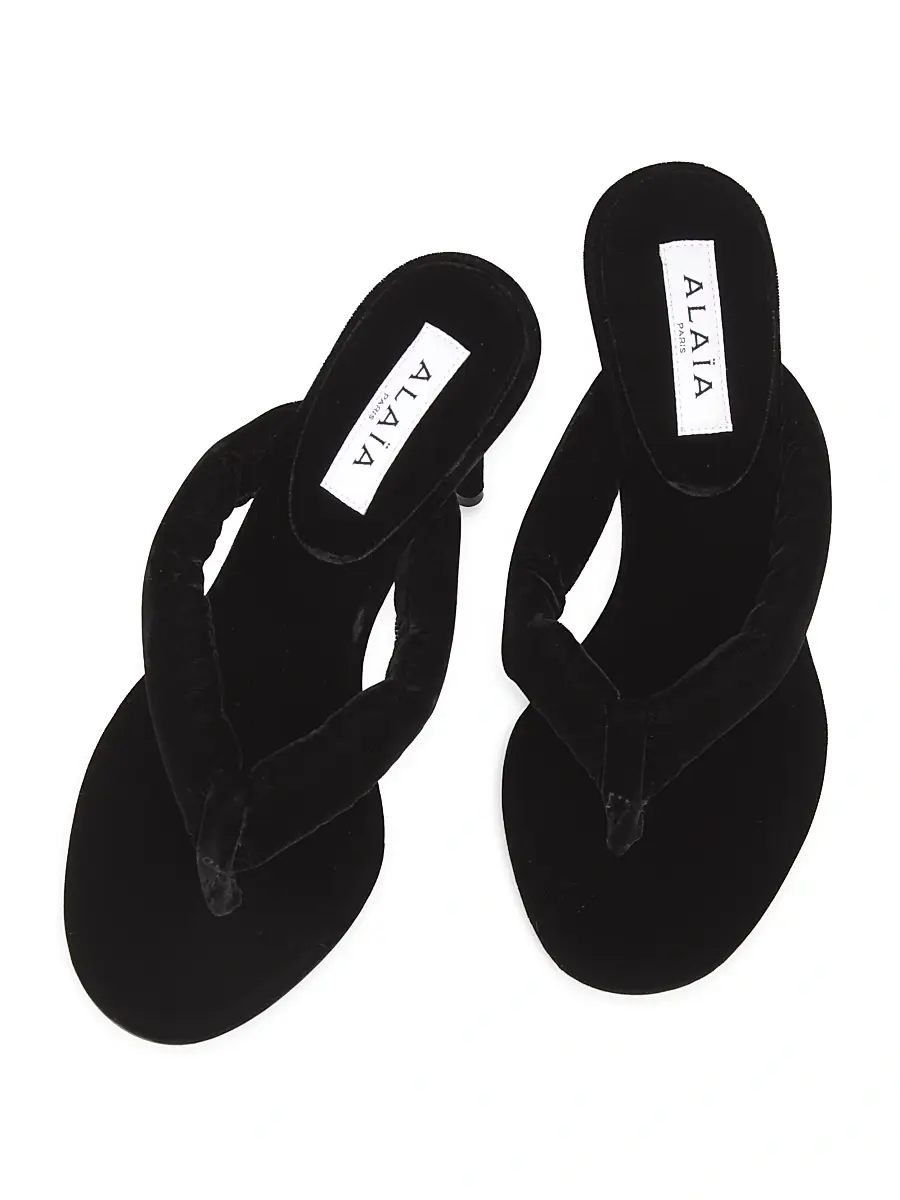 Alaïa Women's Tong 90MM Velvet Mules - Noir | Thumbnail 4 Alaïa Women's Tong 90MM Velvet Mules - Noir | Thumbnail 4