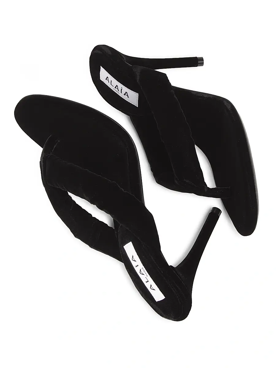 Alaïa Women's Tong 90MM Velvet Mules - Noir | Thumbnail 6 Alaïa Women's Tong 90MM Velvet Mules - Noir | Thumbnail 6
