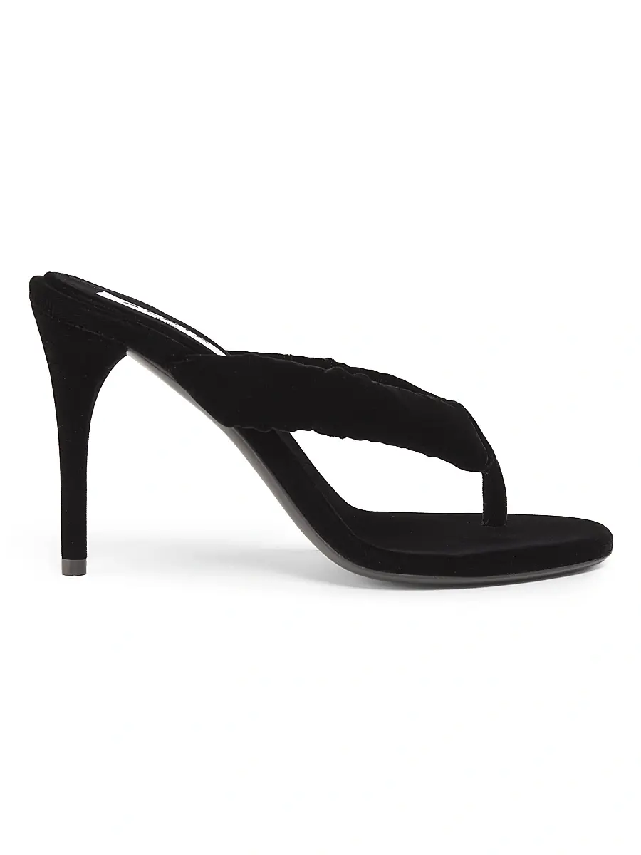 Women's Tong 90MM Velvet Mules - Noir