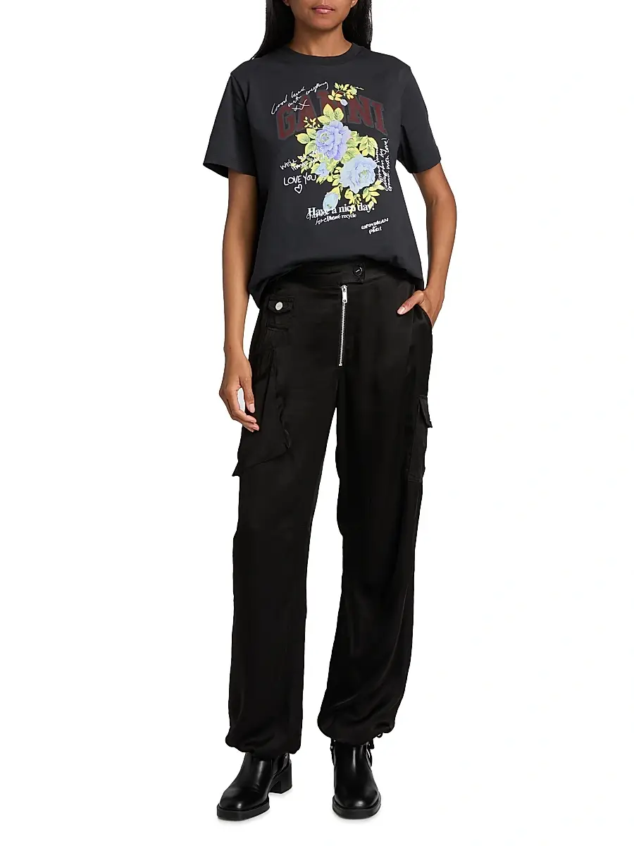 Ganni Women's Rose Graphic T-Shirt | Thumbnail 2 Ganni Women's Rose Graphic T-Shirt | Thumbnail 2