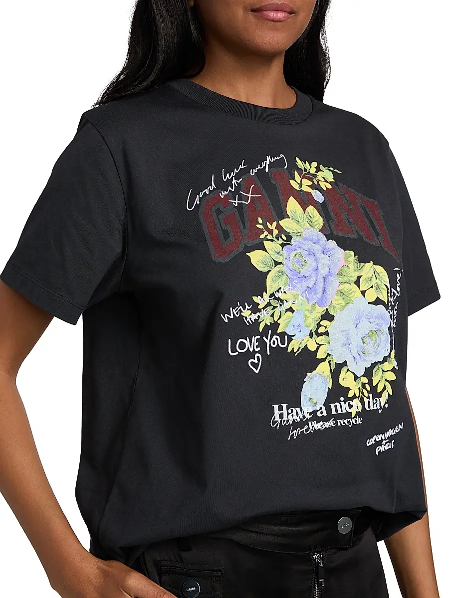 Ganni Women's Rose Graphic T-Shirt | Thumbnail 6 Ganni Women's Rose Graphic T-Shirt | Thumbnail 6