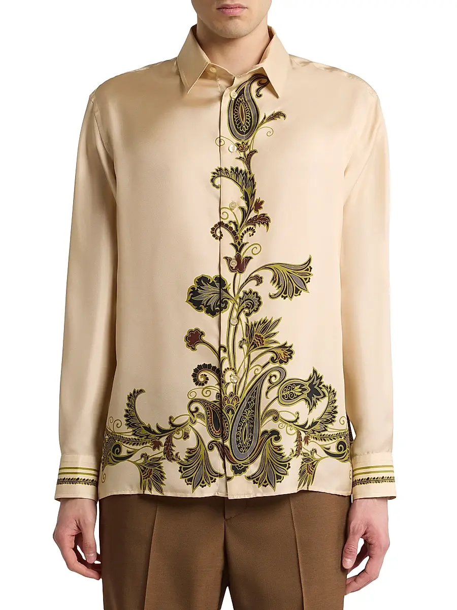 Etro Men's Silk Paisley Button-Front Shirt | Thumbnail 3 Etro Men's Silk Paisley Button-Front Shirt | Thumbnail 3
