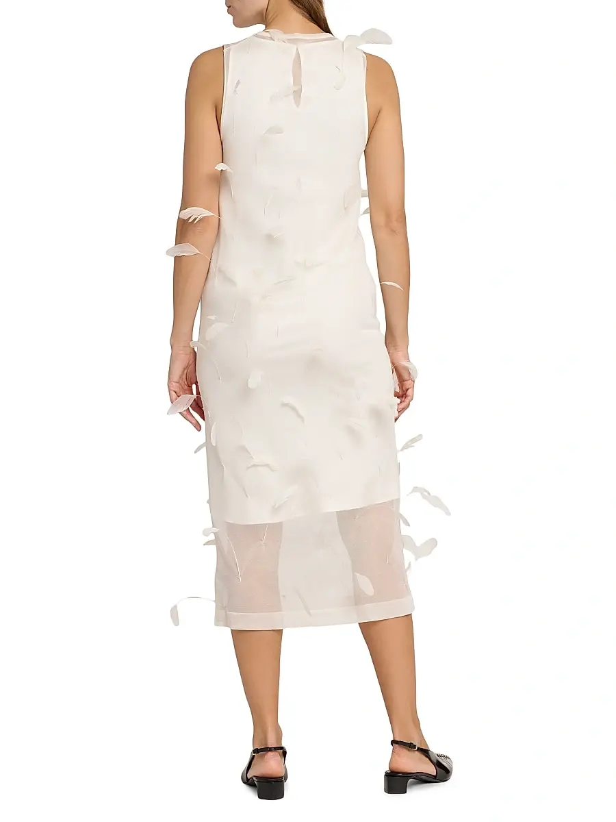 Jil Sander Women's Feather Silk Sleeveless Midi-Dress | Thumbnail 5 Jil Sander Women's Feather Silk Sleeveless Midi-Dress | Thumbnail 5