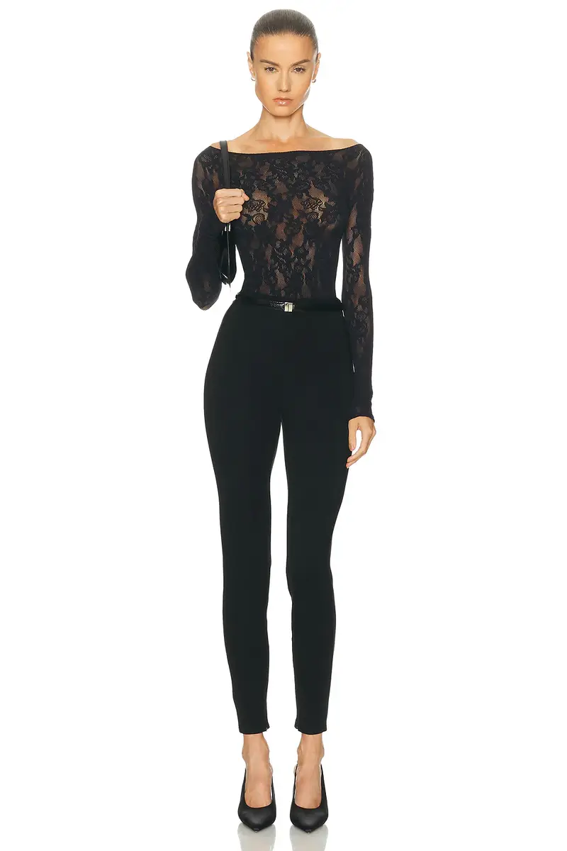 SKIMS Knit Lace Long Sleeve Boatneck Top | Thumbnail 4