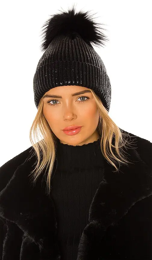Adrienne Landau Metallic Pom Hat
