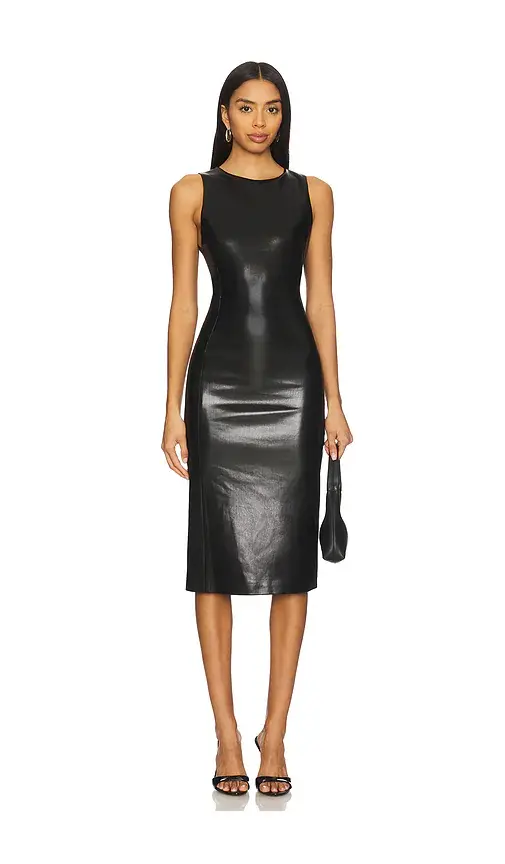 Alice + Olivia Alice + Olivia Wynell Faux Leather Midi Dress | Thumbnail 2