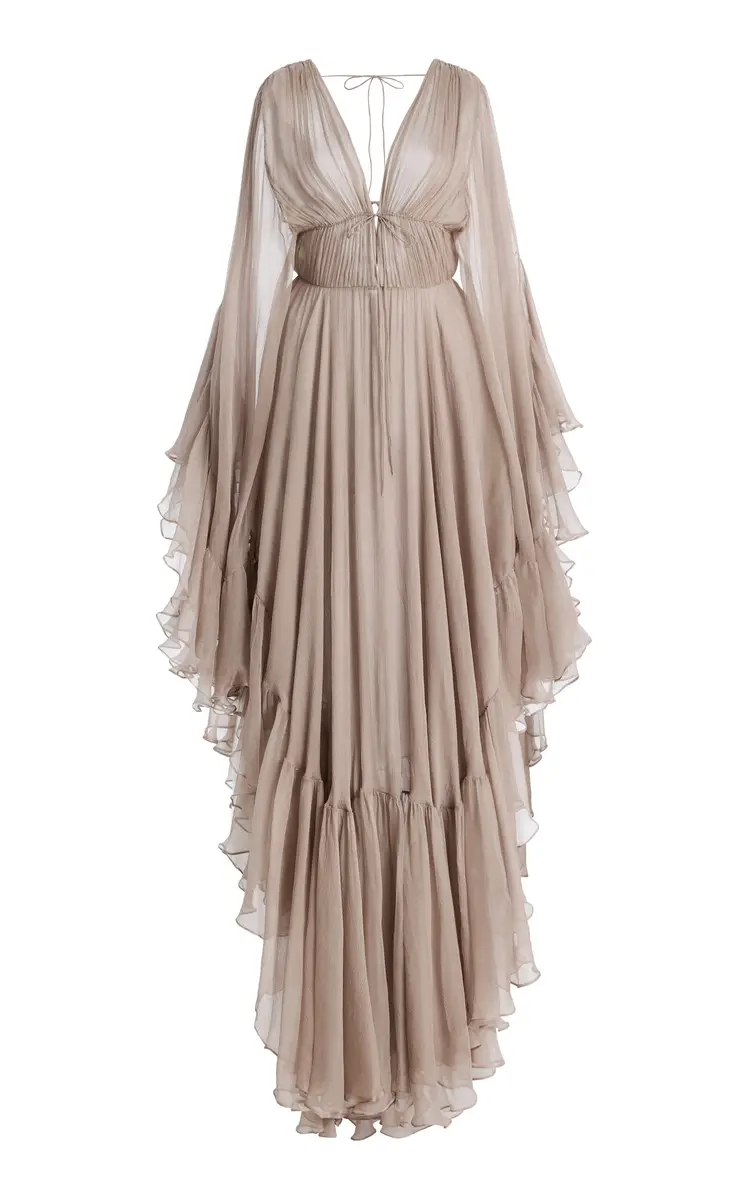 Harithand Nerina Ruffled Silk Georgette Maxi Dress | Image 1 Harithand Nerina Ruffled Silk Georgette Maxi Dress | Image 1