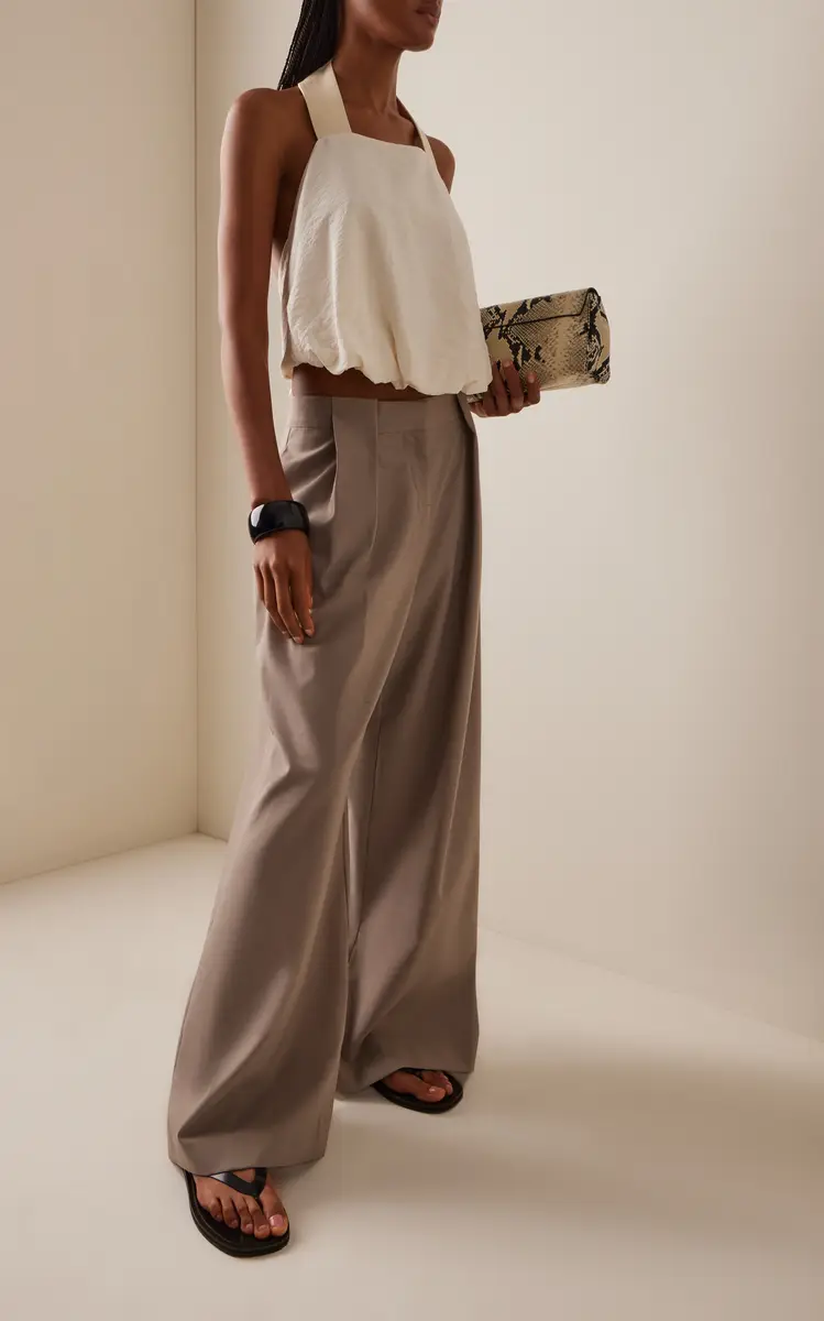 St. Agni Pleated Wool-Blend Wide-Leg Pants | Thumbnail 2